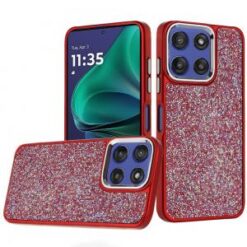 Moto G Stylus 5G 2026/2025 Crystal Glass Diamond with Metallic Buttons and Edges Hybrid Case - R