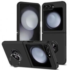 Samsung Z Flip 7FE / Flip 6 CHIEF Oil Painted Magnetic Ring Stand Hybrid Case Cover - Black