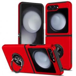 Samsung Z Flip 7FE / Flip 6 CHIEF Oil Painted Magnetic Ring Stand Hybrid Case Cover - Red