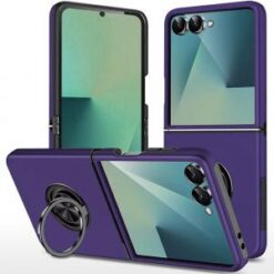 Samsung Z Flip 7 CHIEF Oil Painted Magnetic Ring Stand Hybrid Case Cover - Dark Purple