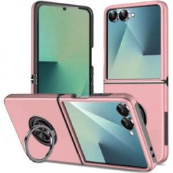 Samsung Z Flip 7 CHIEF Oil Painted Magnetic Ring Stand Hybrid Case Cover - Pink