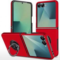 Samsung Z Flip 7 CHIEF Oil Painted Magnetic Ring Stand Hybrid Case Cover - Red