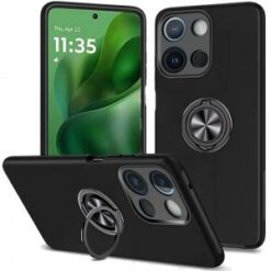 Moto G Power 2026/2025 CHIEF Oil Painted Magnetic Ring Stand Hybrid Case Cover - Black