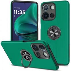 Moto G Stylus 5G 2026/2025 CHIEF Oil Painted Magnetic Ring Stand Hybrid Case Cover - Dark Green