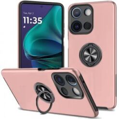 Moto G Stylus 5G 2026/2025 CHIEF Oil Painted Magnetic Ring Stand Hybrid Case Cover - Rose Gold