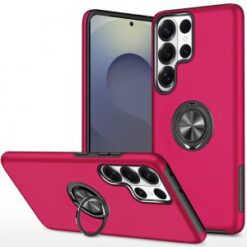 Samsung s26 Ultra CHIEF Oil Painted Magnetic Ring Stand Hybrid Case Cover - Hot Pink