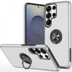 Samsung s26 Ultra CHIEF Oil Painted Magnetic Ring Stand Hybrid Case Cover - Silver