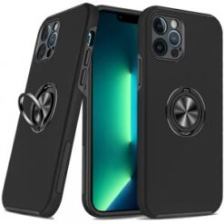 iPhone 13 Pro CHIEF Oil Painted Magnetic Ring Stand Hybrid Case Cover - Black