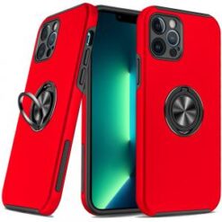 iPhone 13 Pro CHIEF Oil Painted Magnetic Ring Stand Hybrid Case Cover - Red