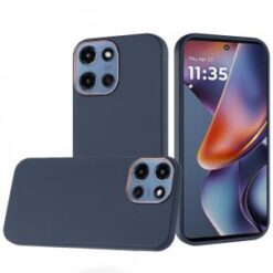 For Moto G 5G 2025/2026 - G Play 2026 - Classy Slick Chromed Around Hybrid Case Cover - Dark Blue