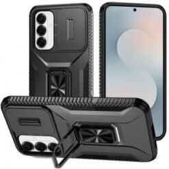 Samsung s26 Plus Complete Magnetic Metal Ring Stand Camera Protection Hybrid - Black