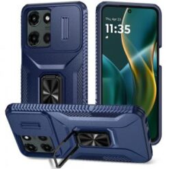 Moto G Stylus 5G 2026/2025 Complete Magnetic Metal Ring Stand Camera Protection Hybrid - Blue