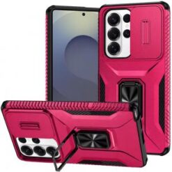 Samsung s26 Ultra Complete Magnetic Metal Ring Stand Camera Protection Hybrid - Hot Pink
