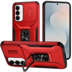 Samsung s26 Complete Magnetic Metal Ring Stand Camera Protection Hybrid - Red