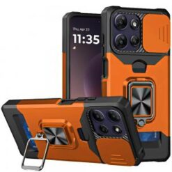 Moto G Power 5G 2026/2025 Multi-Functional Card Magnetic Ring Stand Hybrid Camera Case Cover - C