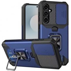 Samsung s26 Multi-Functional Card Magnetic Ring Stand Hybrid Camera Case Cover - Blue