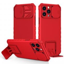 Apple iPhone 14 6.1" Easy Viewing Kickstand Camera Protection Hybrid Case Cover - Red