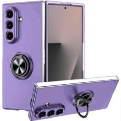 Samsung Galaxy Z Fold 7 Chief Premium Matte Magnetic Ring Stand Hybrid Case Cover - Light Purple