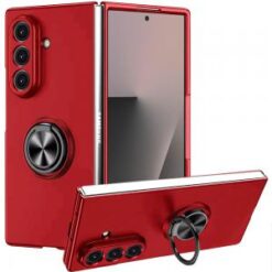 Samsung Galaxy Z Fold 7 Chief Premium Matte Magnetic Ring Stand Hybrid Case Cover - Red