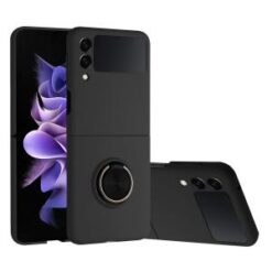Samsung Z Flip 7FE / Flip 6 Chief Premium Matte Magnetic Ring Stand Hybrid Case Cover - Black