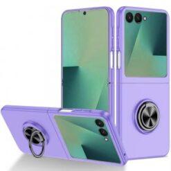 Samsung Galaxy Z Flip 7 Chief Premium Matte Magnetic Ring Stand Hybrid Case Cover - Light Purple