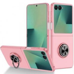 Samsung Galaxy Z Flip 7 Chief Premium Matte Magnetic Ring Stand Hybrid Case Cover - Pink