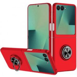 Samsung Galaxy Z Flip 7 Chief Premium Matte Magnetic Ring Stand Hybrid Case Cover - Red