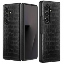 Samsung Z Fold 7 PU Vegan Leather Premium Hard Snap On Case Cover - Black