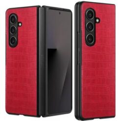 Samsung Z Fold 7 PU Vegan Leather Premium Hard Snap On Case Cover - Red