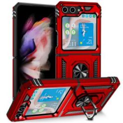 Samsung Z Flip 7FE / Flip 6 Magnetic Ring Kickstand Hybrid Case Cover - Red