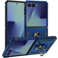 Samsung Z Flip 7 Magnetic Ring Kickstand Hybrid Case Cover - Blue