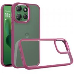 Moto G Power 2026/2025 Finest Transparent Thick Acrylic Hybrid Metal Buttons Cover Case - Burgun