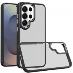 Samsung s26 Ultra Finest Transparent Thick Acrylic Hybrid Metal Buttons Cover Case - Black