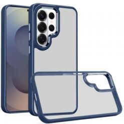 Samsung s26 Ultra Finest Transparent Thick Acrylic Hybrid Metal Buttons Cover Case - Blue