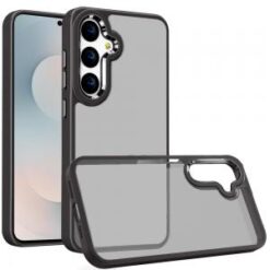 Samsung s26 Finest Transparent Thick Acrylic Hybrid Metal Buttons Cover Case - Black