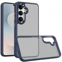 Samsung s26 Finest Transparent Thick Acrylic Hybrid Metal Buttons Cover Case - Blue