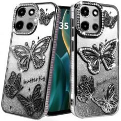 Motorola Moto G Stylus 5G (2026/2025) Butterfly Freedom Shimmer Glitter Thick TPU Case Cover - B