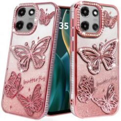 Motorola Moto G Stylus 5G (2026/2025) Butterfly Freedom Shimmer Glitter Thick TPU Case Cover - R
