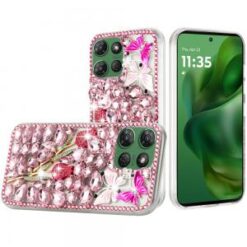 Moto G Power 2026/2025 Full Diamond with Ornaments Case Cover - Pink Exquisite Garden