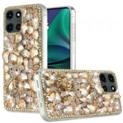 Moto G Stylus 5G 2026/2025 Full Diamond with Ornaments Case Cover - Gold Panda Floral