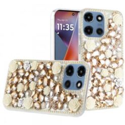 For Moto G 5G 2025/2026 - G Play 2026 - Rose Flower Full Diamond Bling Stones - Yellow