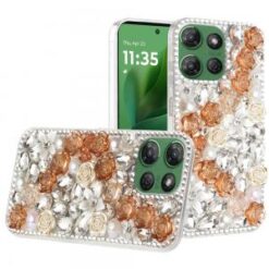 Moto G Power 2026/2025 Rose Flower Full Diamond Bling Stones - Gold