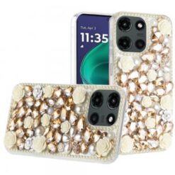 Moto G Stylus 5G 2026/2025 Rose Flower Full Diamond Bling Stones - Yellow