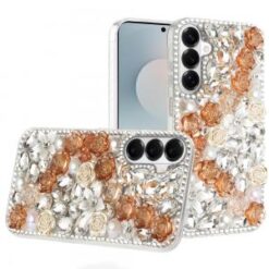 Samsung s26 Rose Flower Full Diamond Bling Stones - Gold