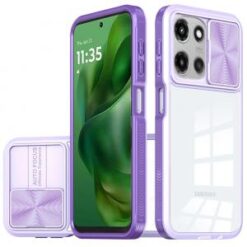 Moto G Power 2026/2025 Fusion Transparent Clear Hybrid Case Cover - Purple