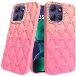 Motorola Moto G Stylus 5G (2026/2025) Floral Joy Glitter Shimmer Leather Feel Thick TPU Case - O