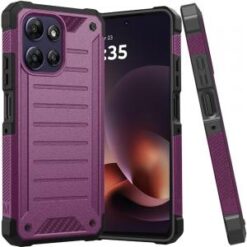 Moto G power 2026 Premium Tough Lined Design Hybrid Case Cover - Dark Purple