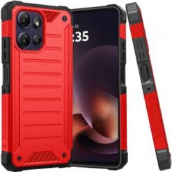 Moto G power 2026 Premium Tough Lined Design Hybrid Case Cover - Red