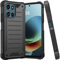 For Moto G 5G 2025/2026 / G PLAY 2026 Premium Tough Lined Design Hybrid Case Cover - Black