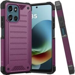 For Moto G 5G 2025/2026 / G PLAY 2026 Premium Tough Lined Design Hybrid Case Cover - Dark Purple
